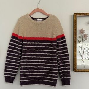 Hanna Anderson Purple Striped Sweater with Red Accent 120